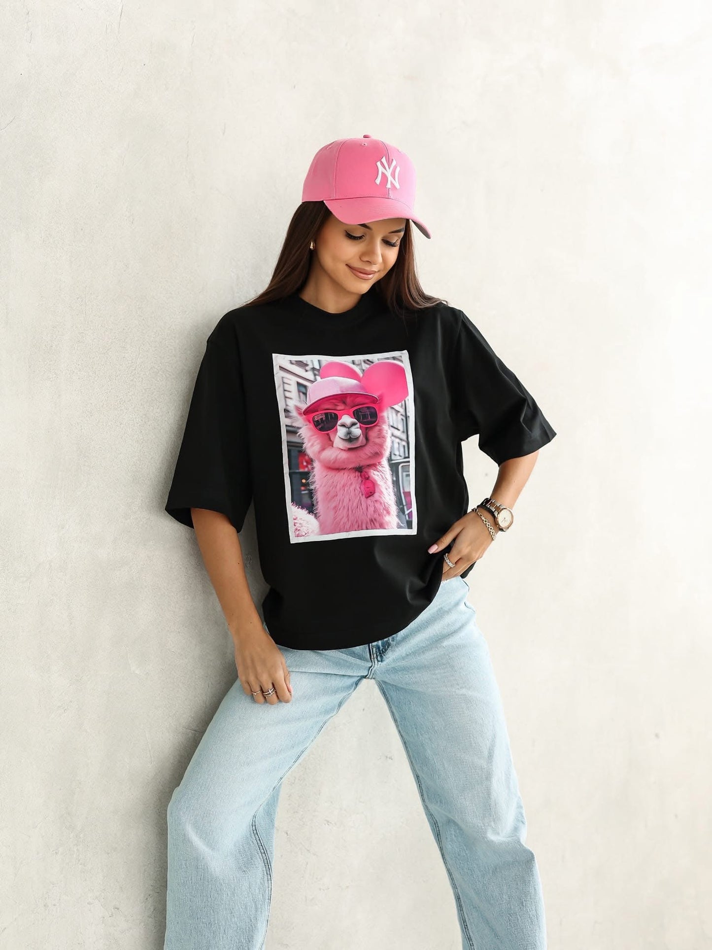 Tricou supradimensionat cu tematică Llama
