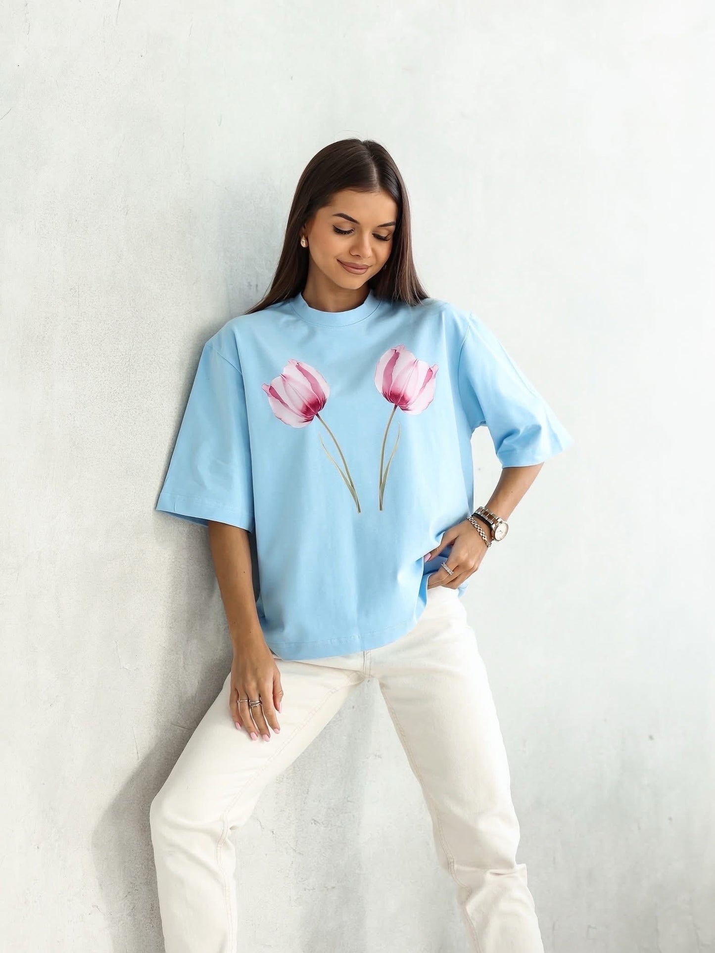 Tricou supradimensionat Tulip Bloom