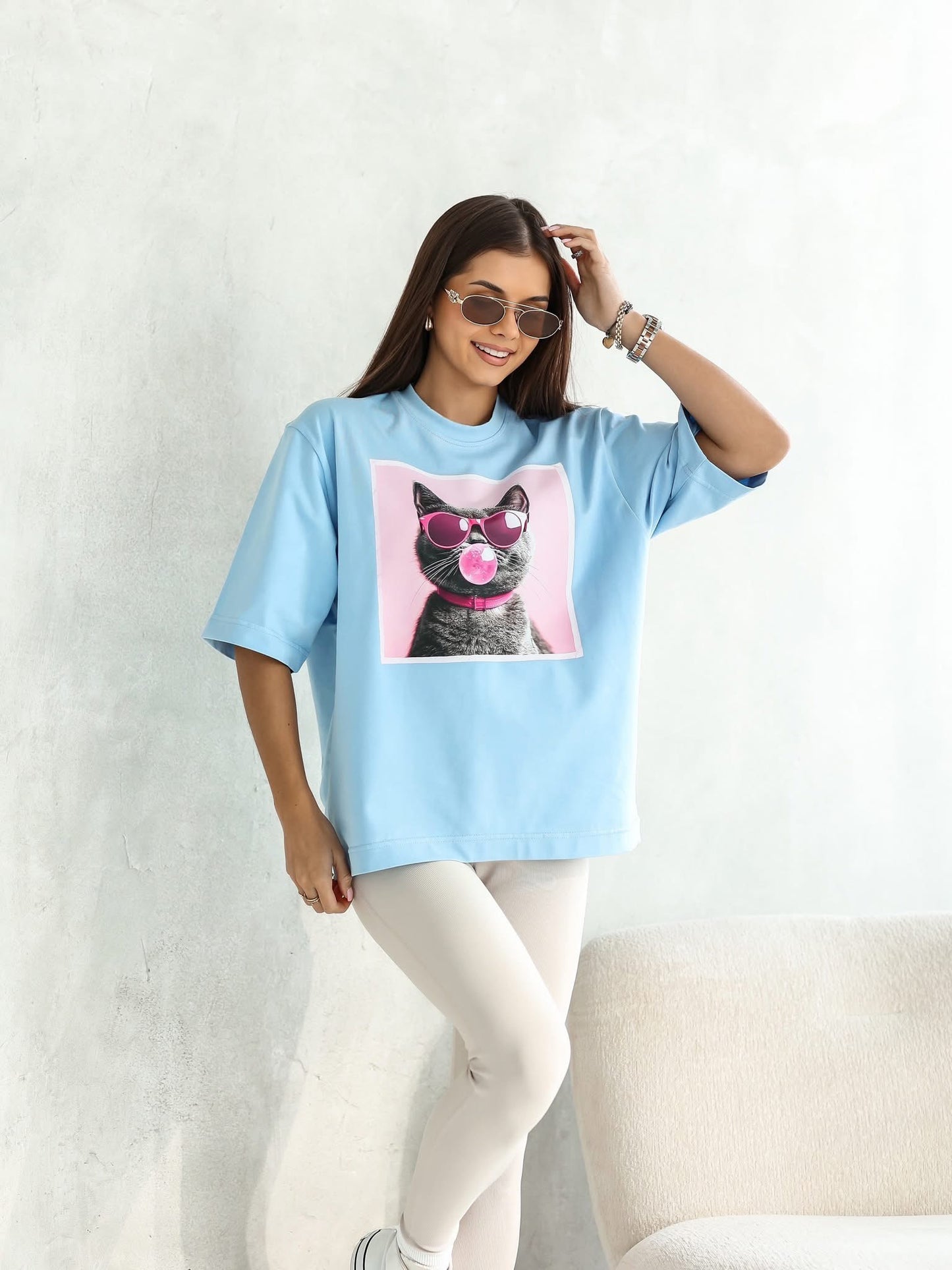 Tricou Bubble Cat supradimensionat