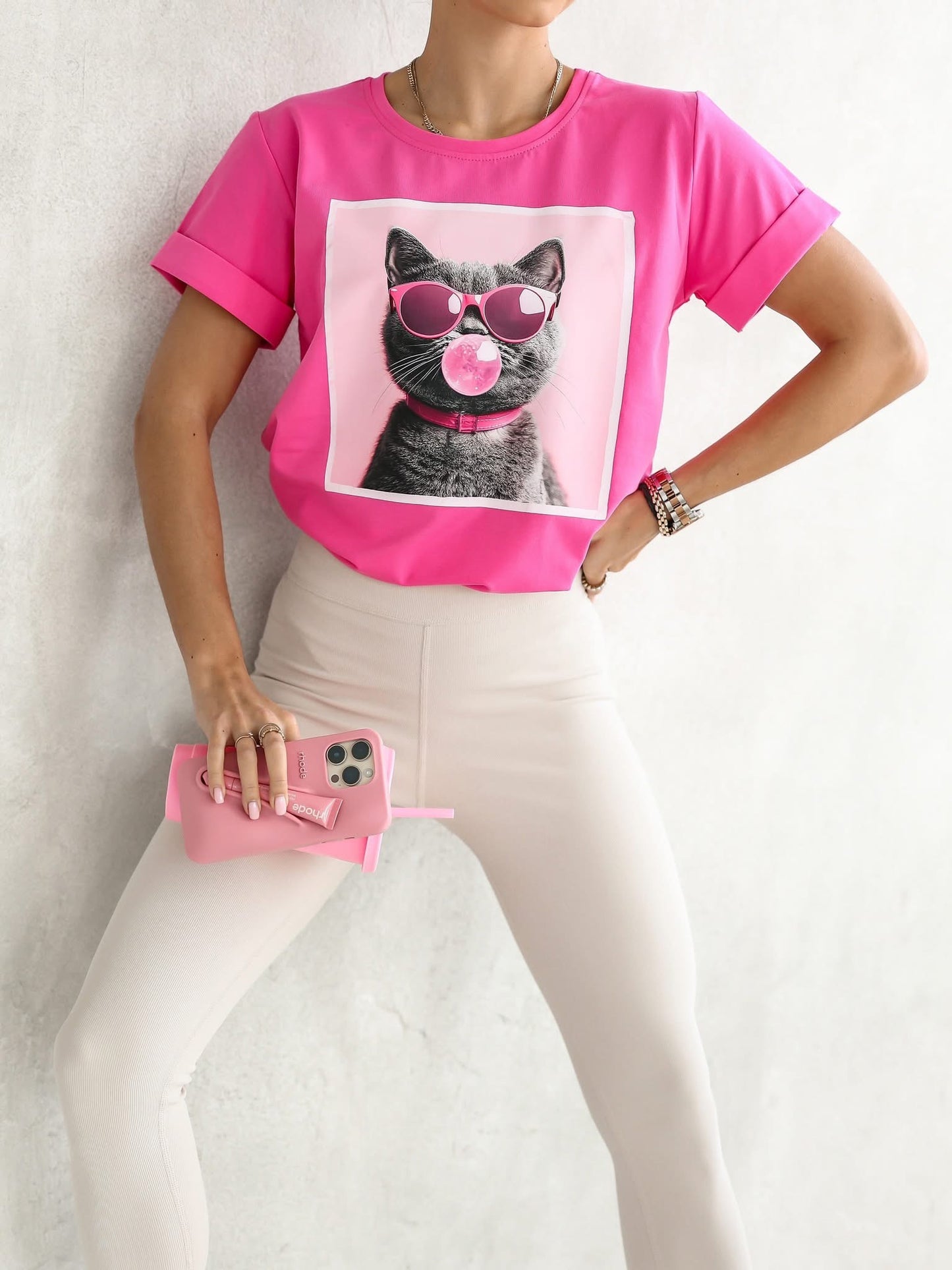 Tricou cu pisică cu bule