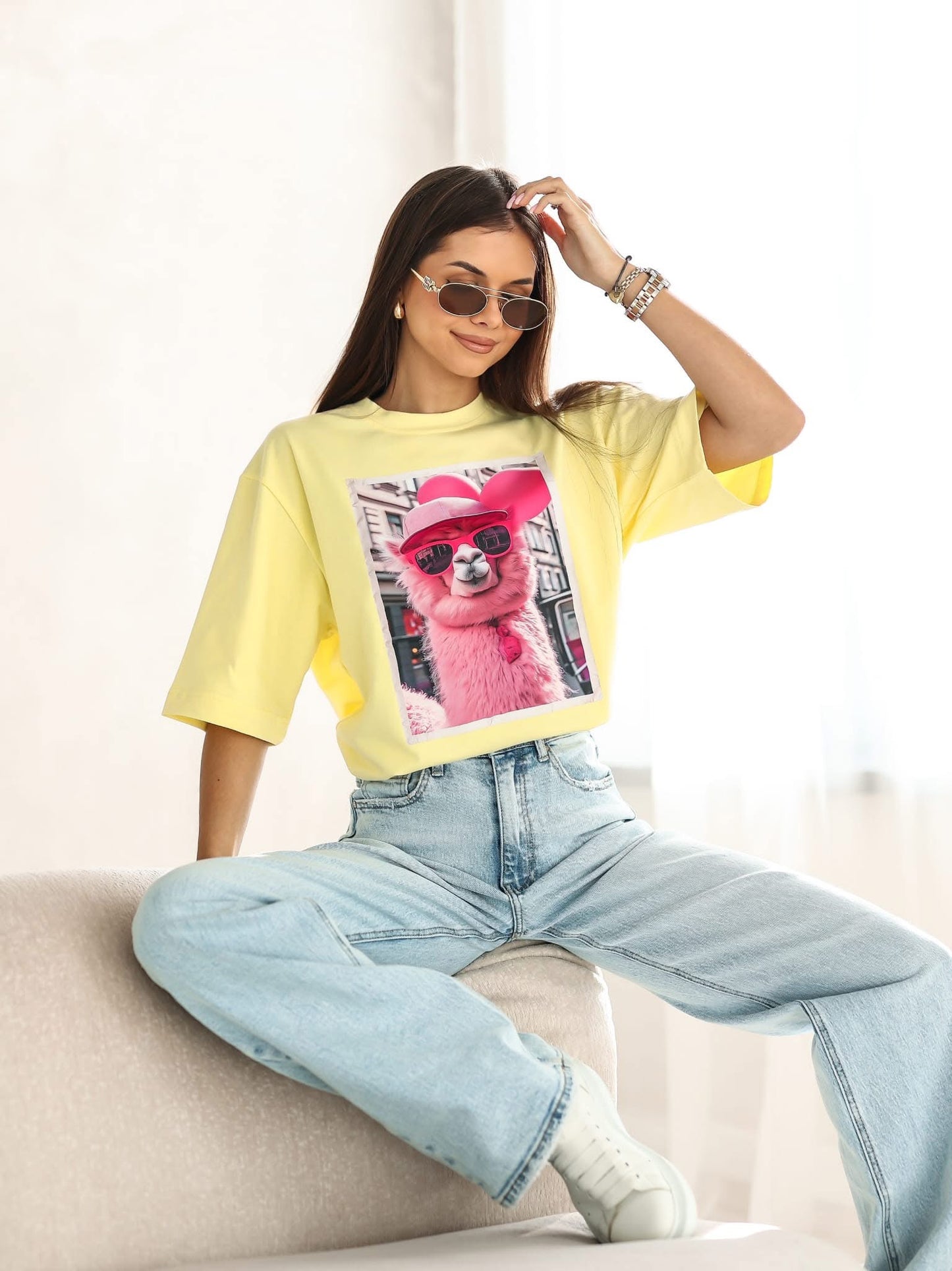Tricou supradimensionat cu tematică Llama