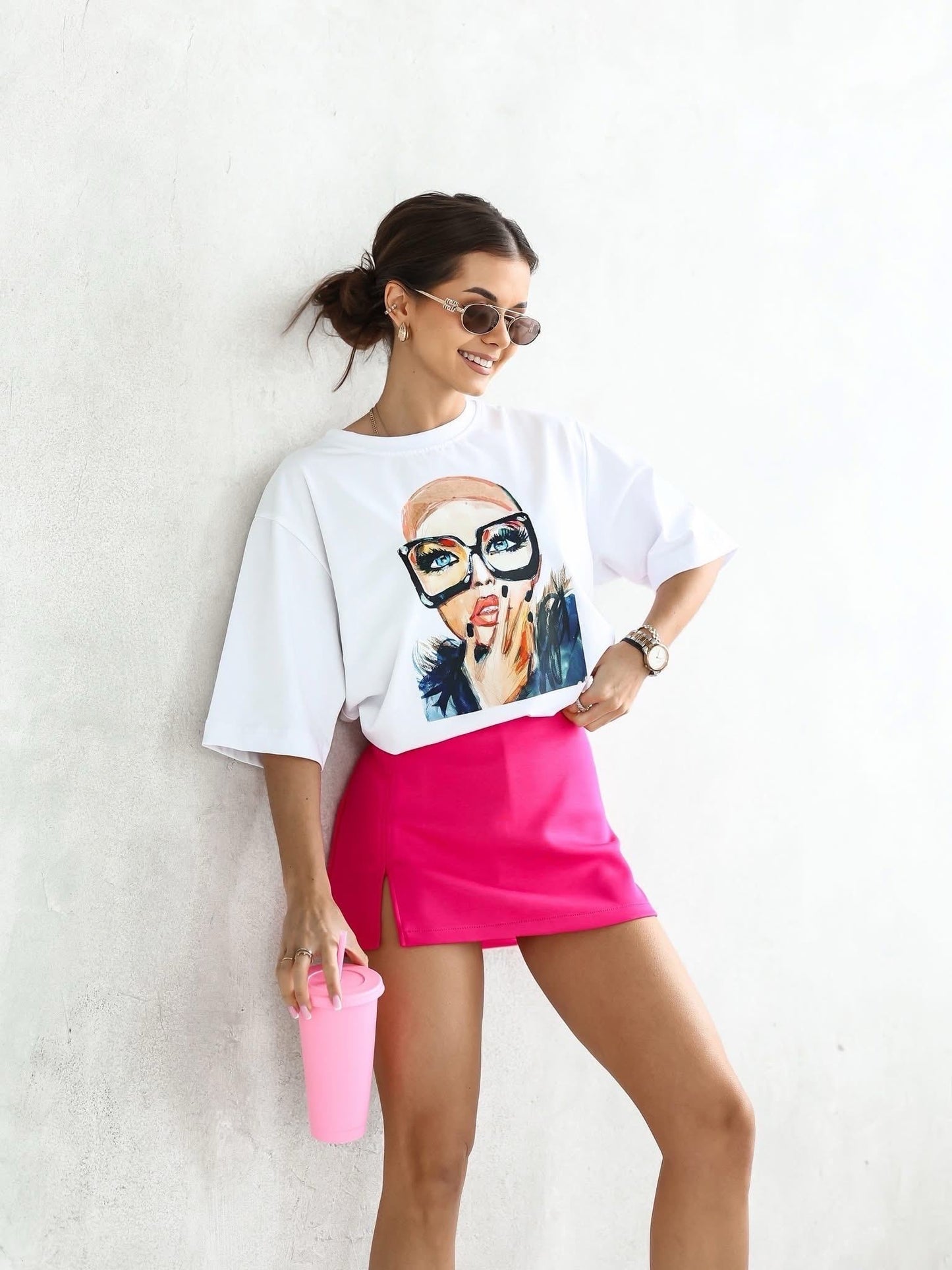 Tricou supradimensionat cu iconă de stil