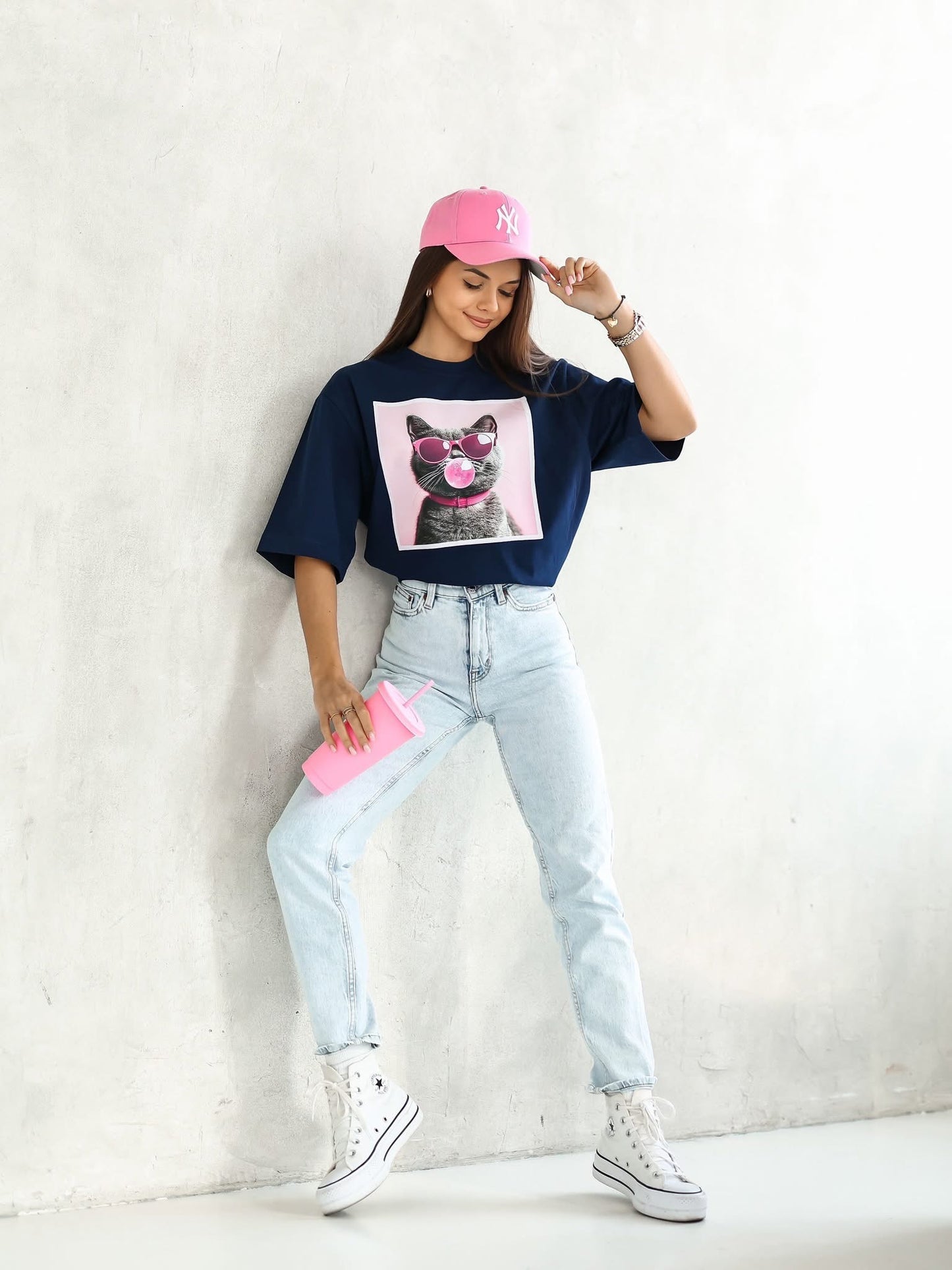 Tricou Bubble Cat supradimensionat