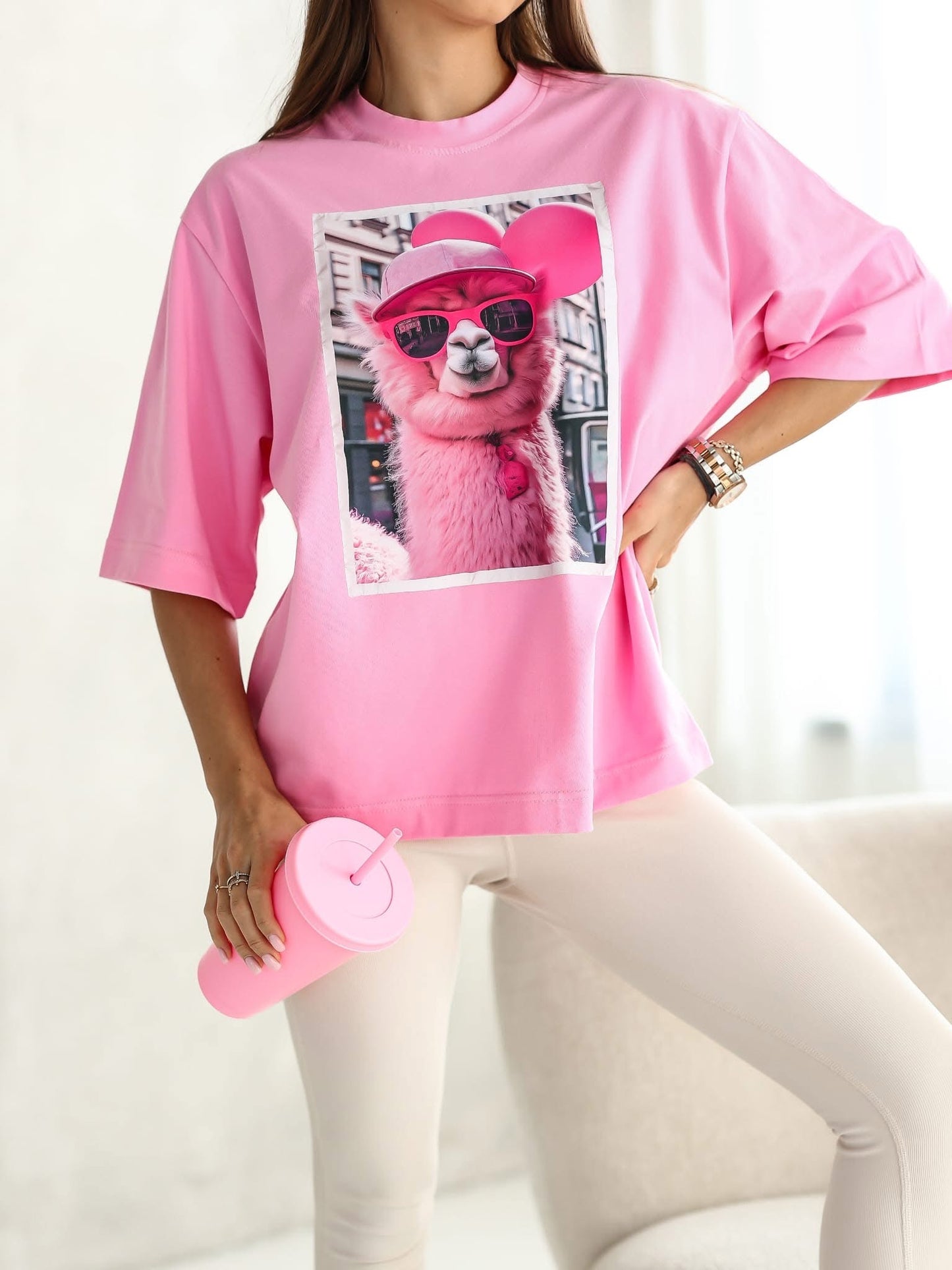 Tricou supradimensionat cu tematică Llama