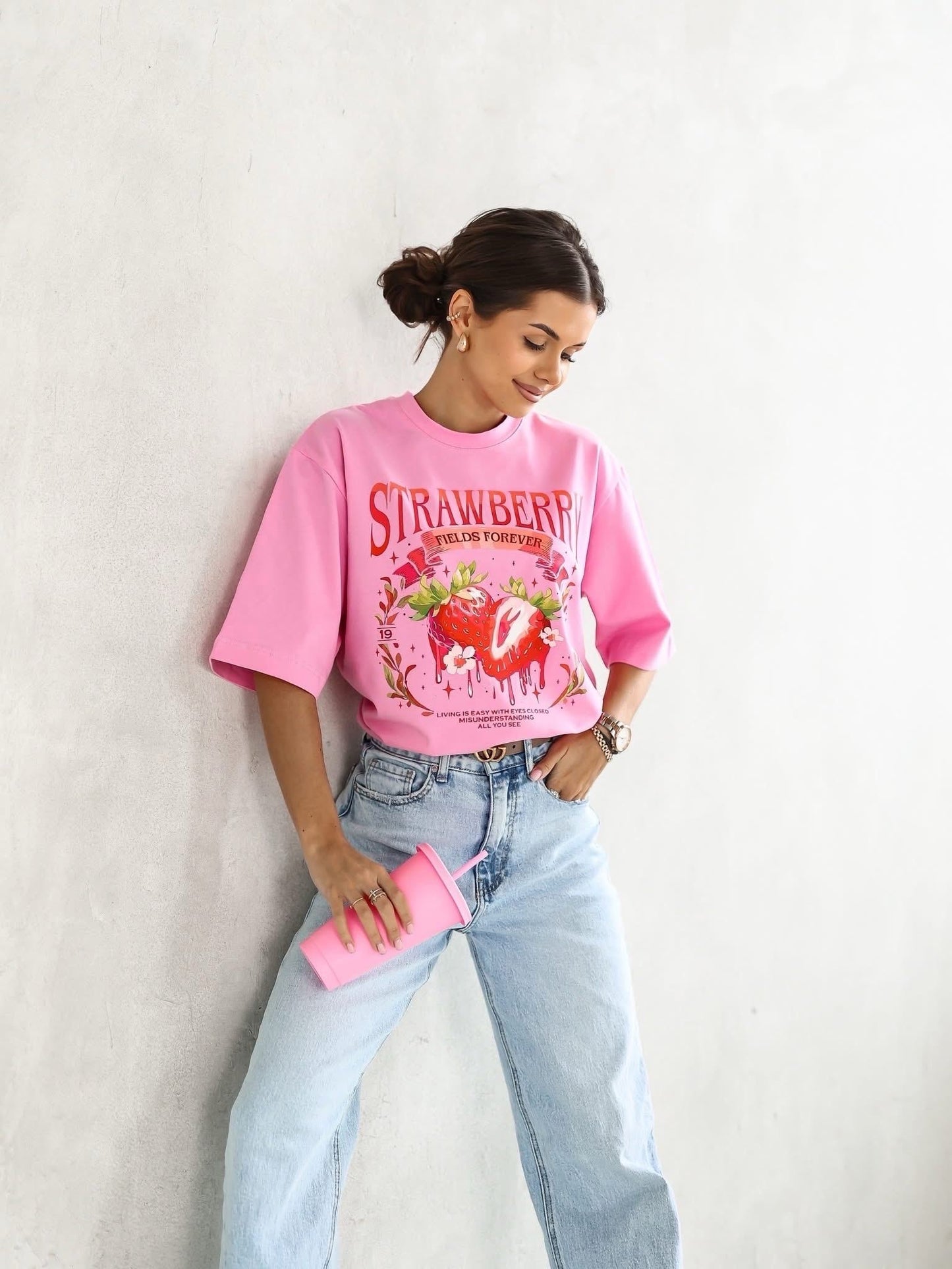 Tricou supradimensionat Strawberry Vibes