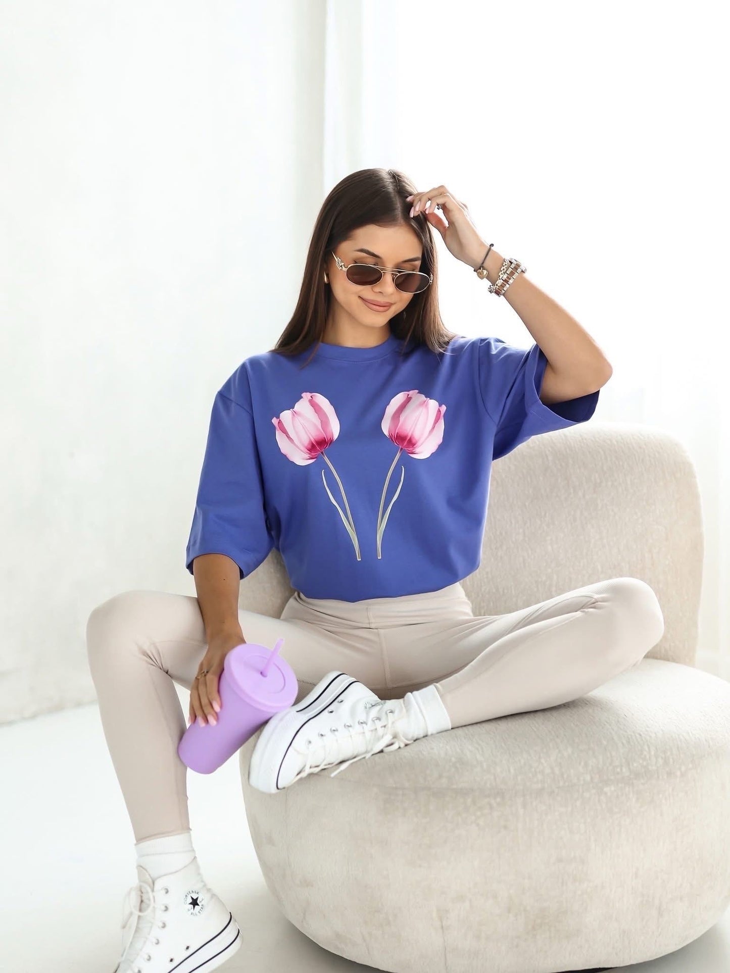 Tricou supradimensionat Tulip Bloom