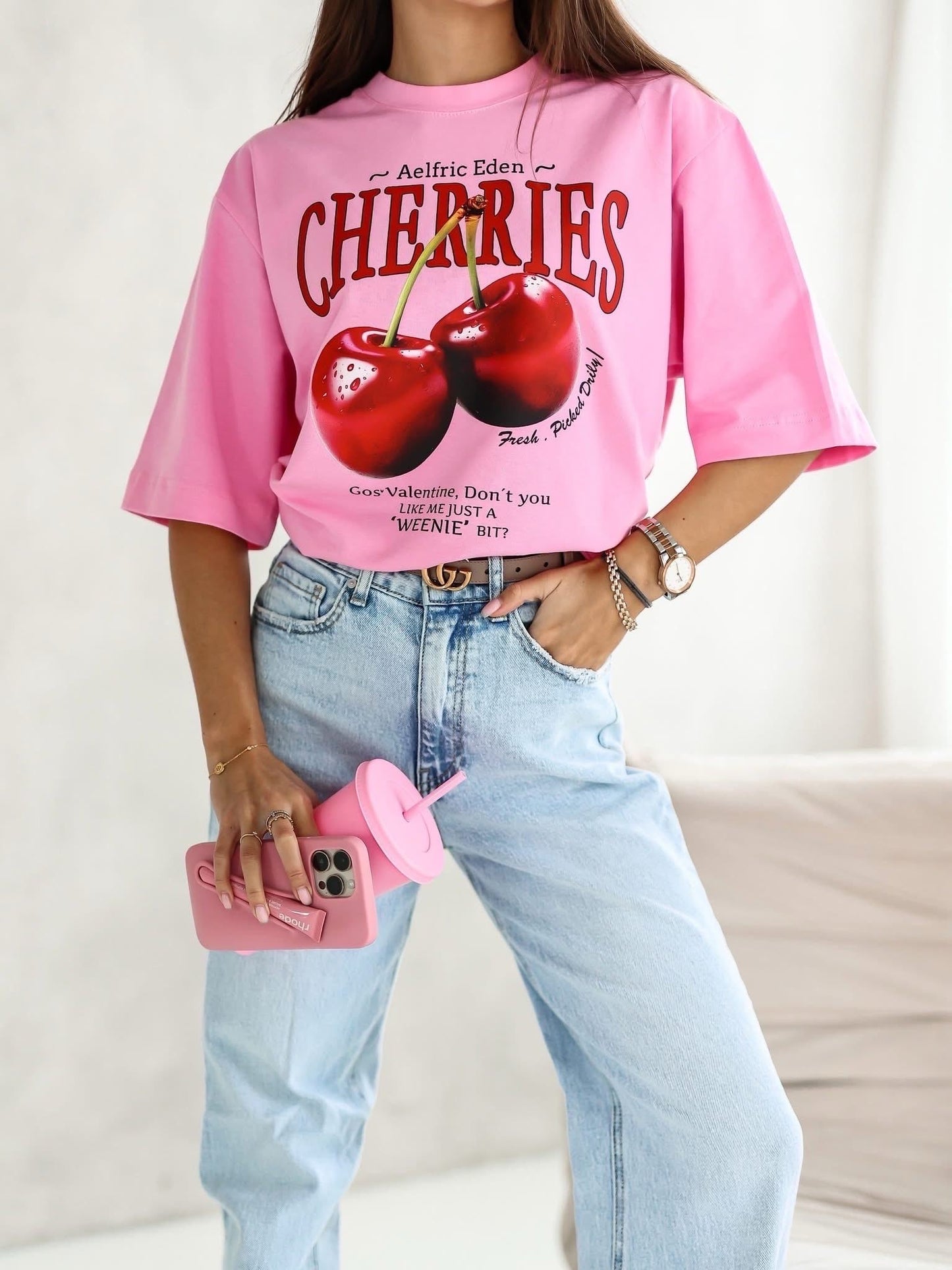 Tricou supradimensionat Cherry Pop