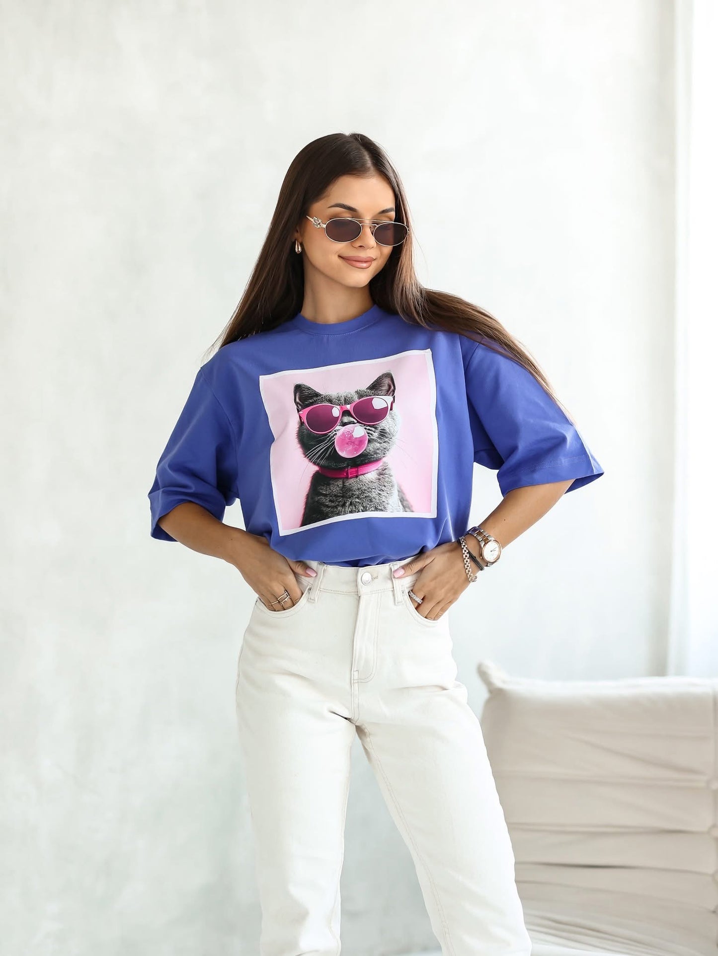 Tricou Bubble Cat supradimensionat