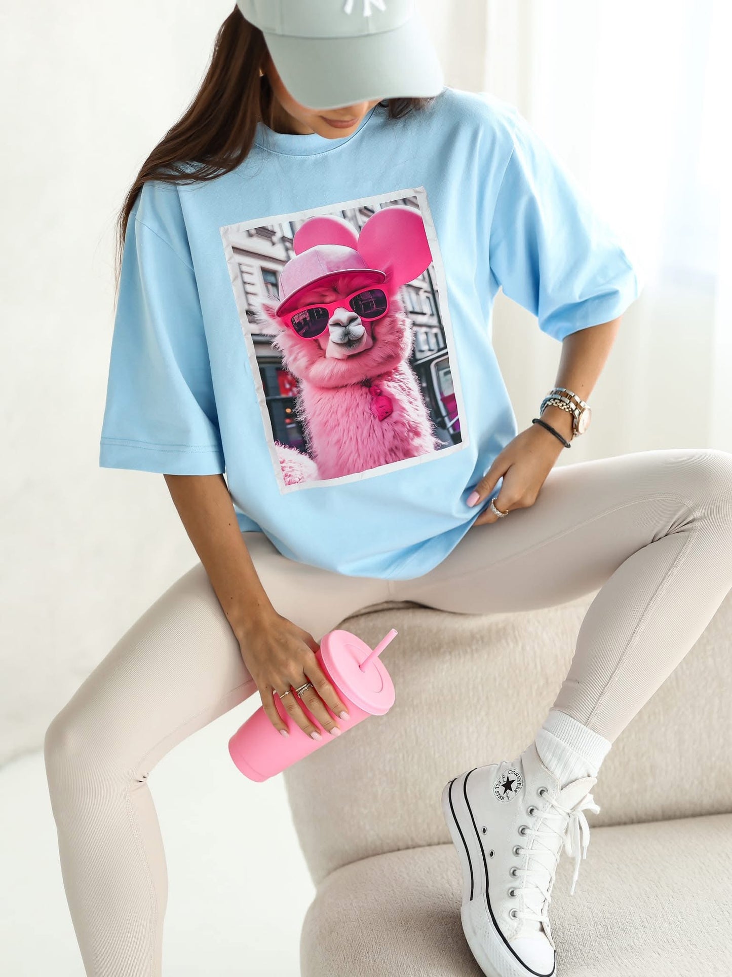 Tricou supradimensionat cu tematică Llama