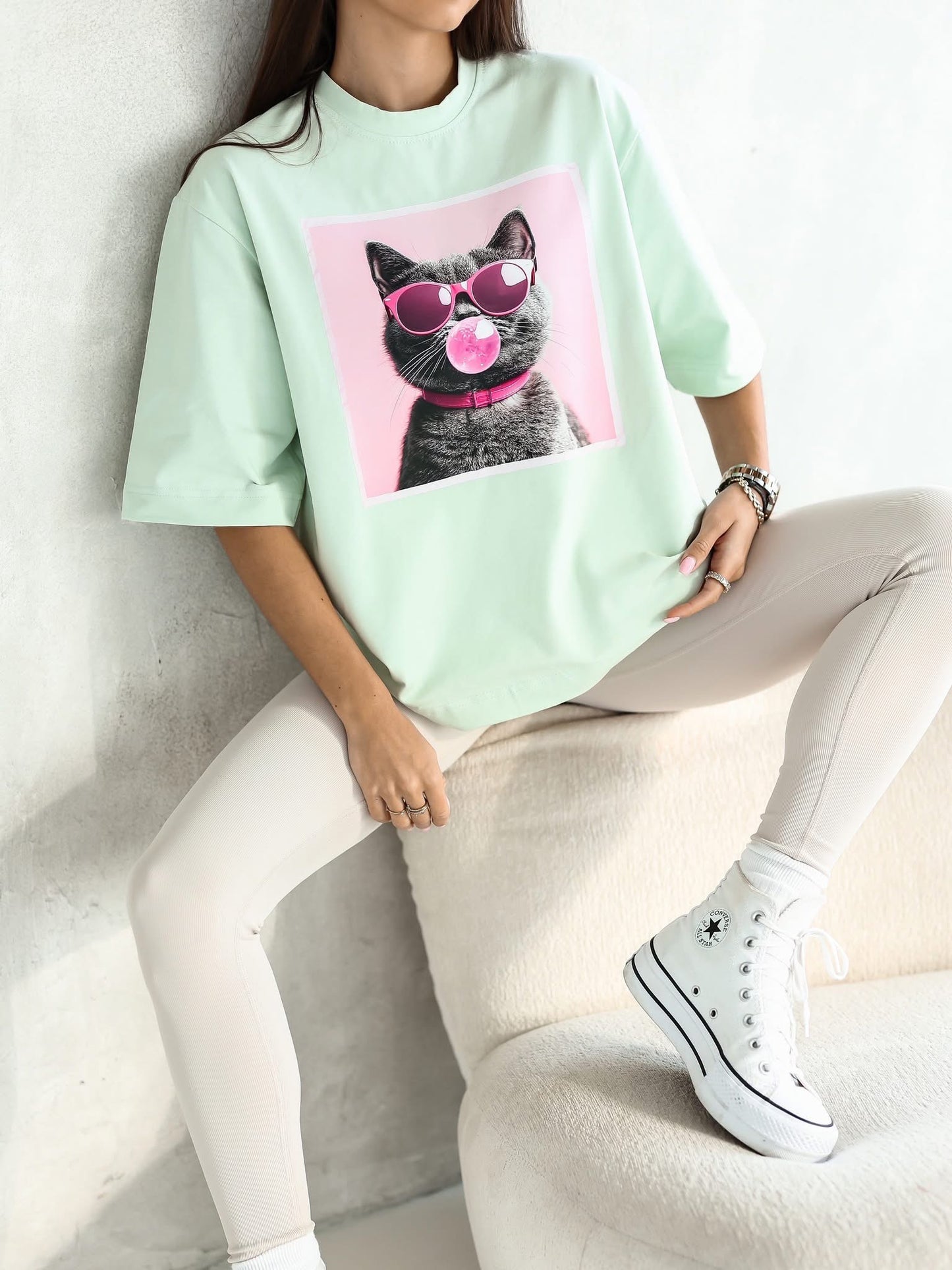 Tricou Bubble Cat supradimensionat