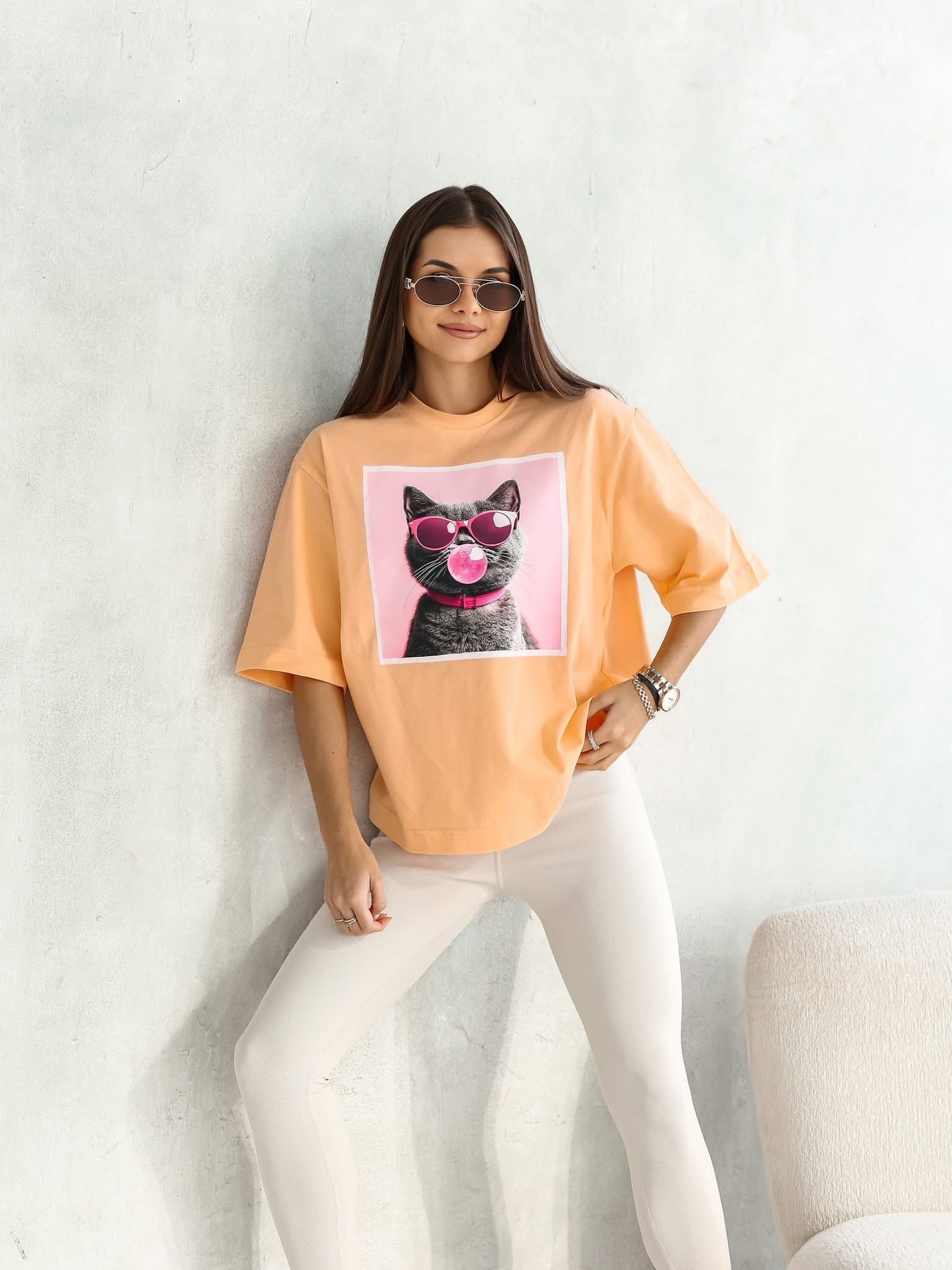 Tricou Bubble Cat supradimensionat