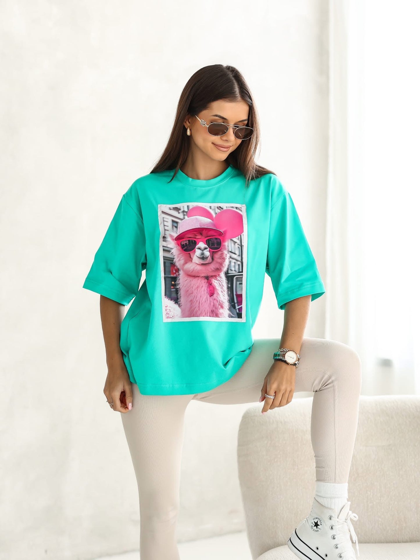 Tricou supradimensionat cu tematică Llama