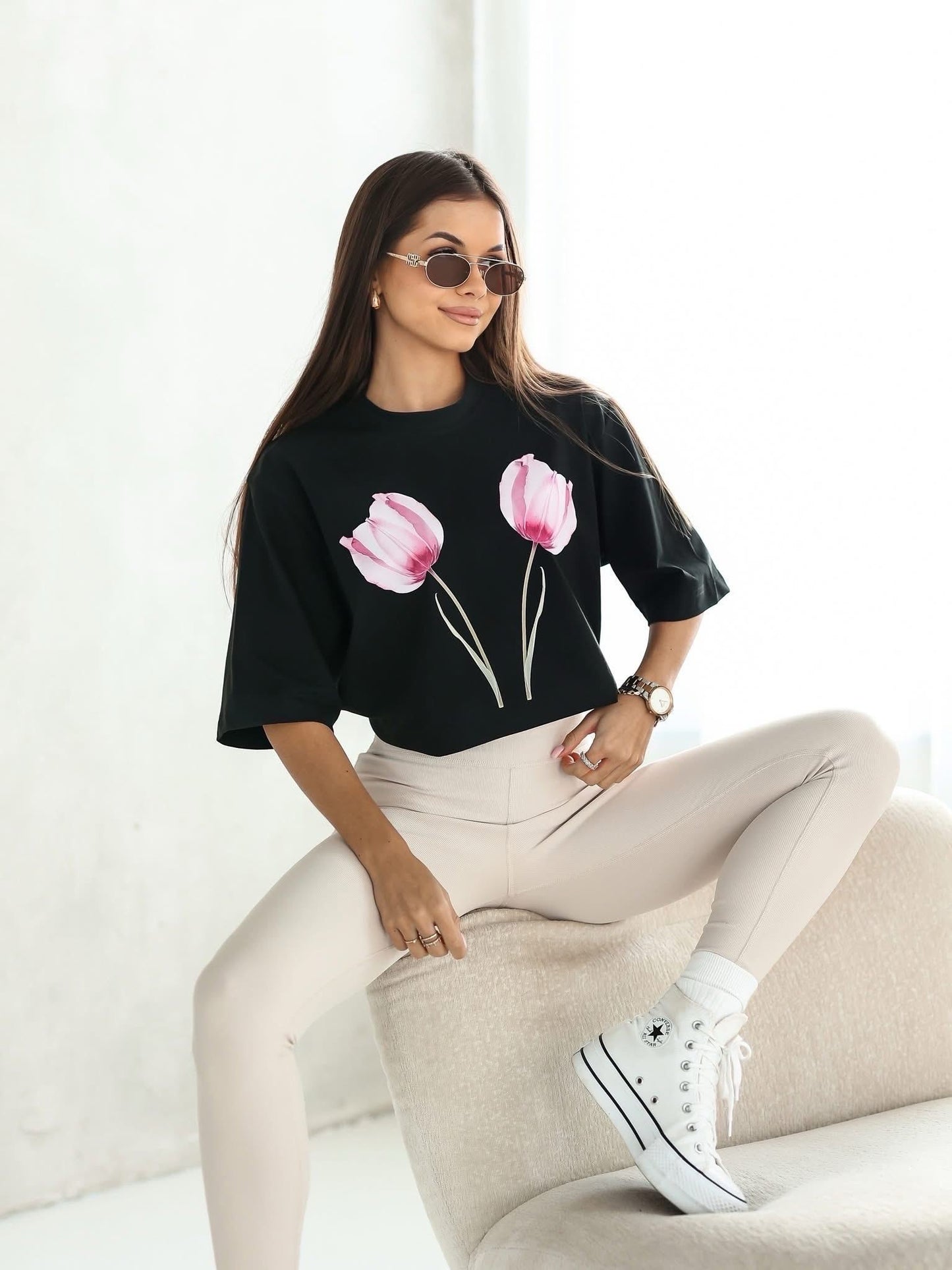 Tricou supradimensionat Tulip Bloom
