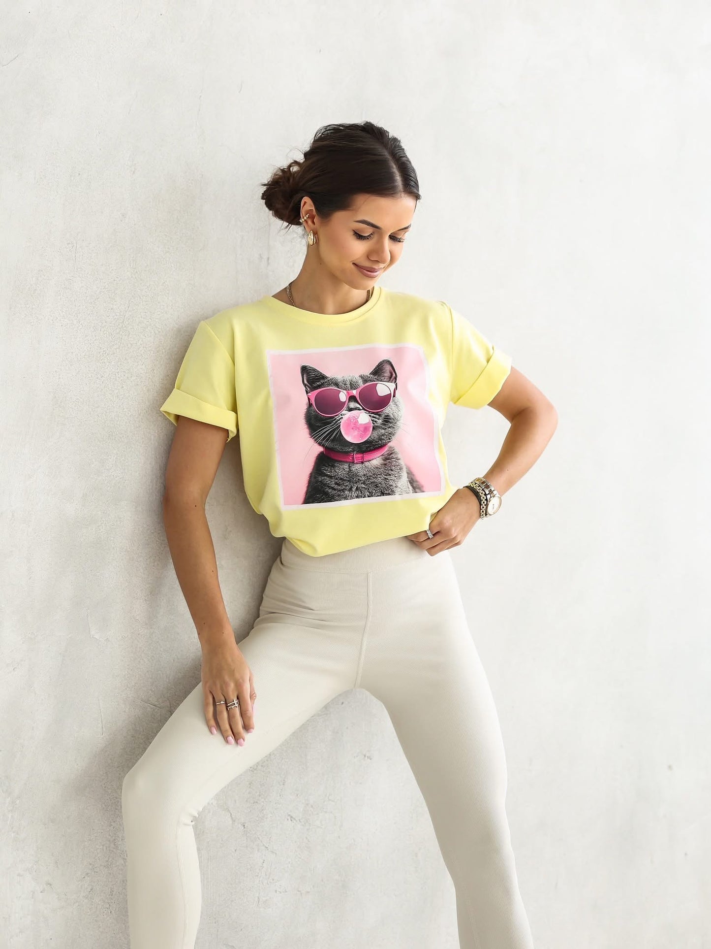 Tricou cu pisică cu bule
