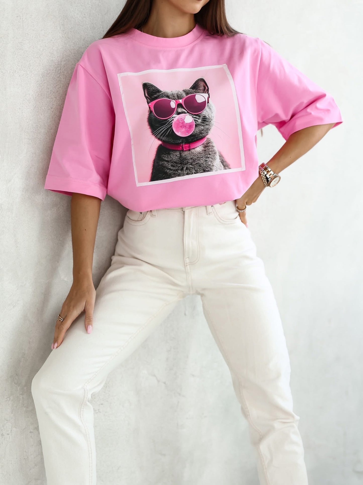 Tricou Bubble Cat supradimensionat