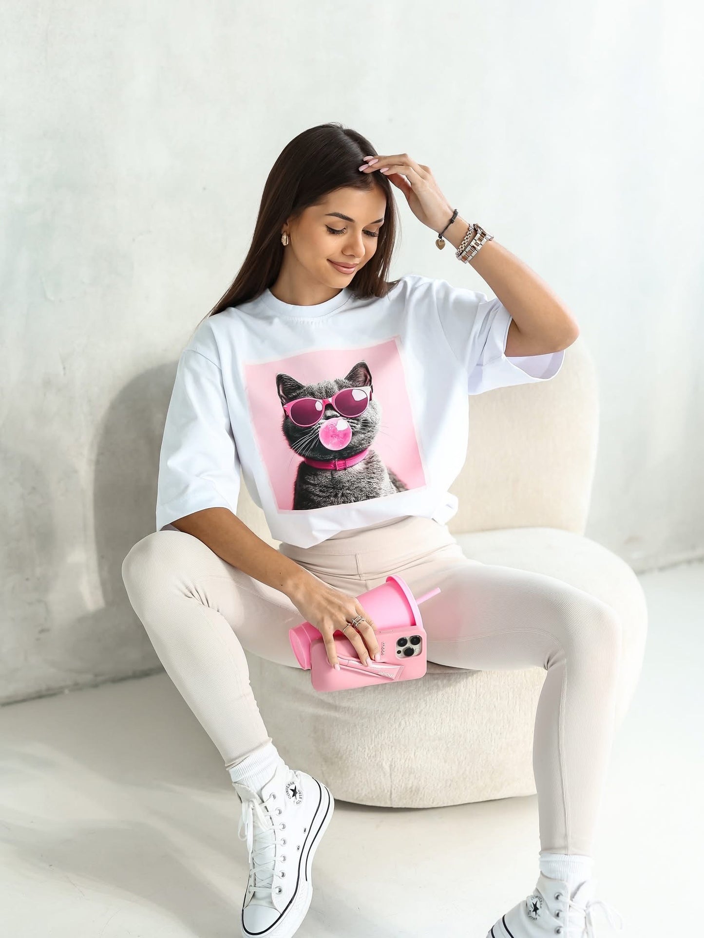 Tricou Bubble Cat supradimensionat